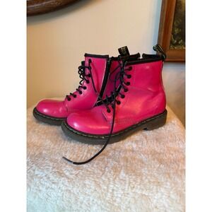 Dr Martens Delaney Pink Leather Ankle Boots Side Zip Kids Size US 2 UK 1